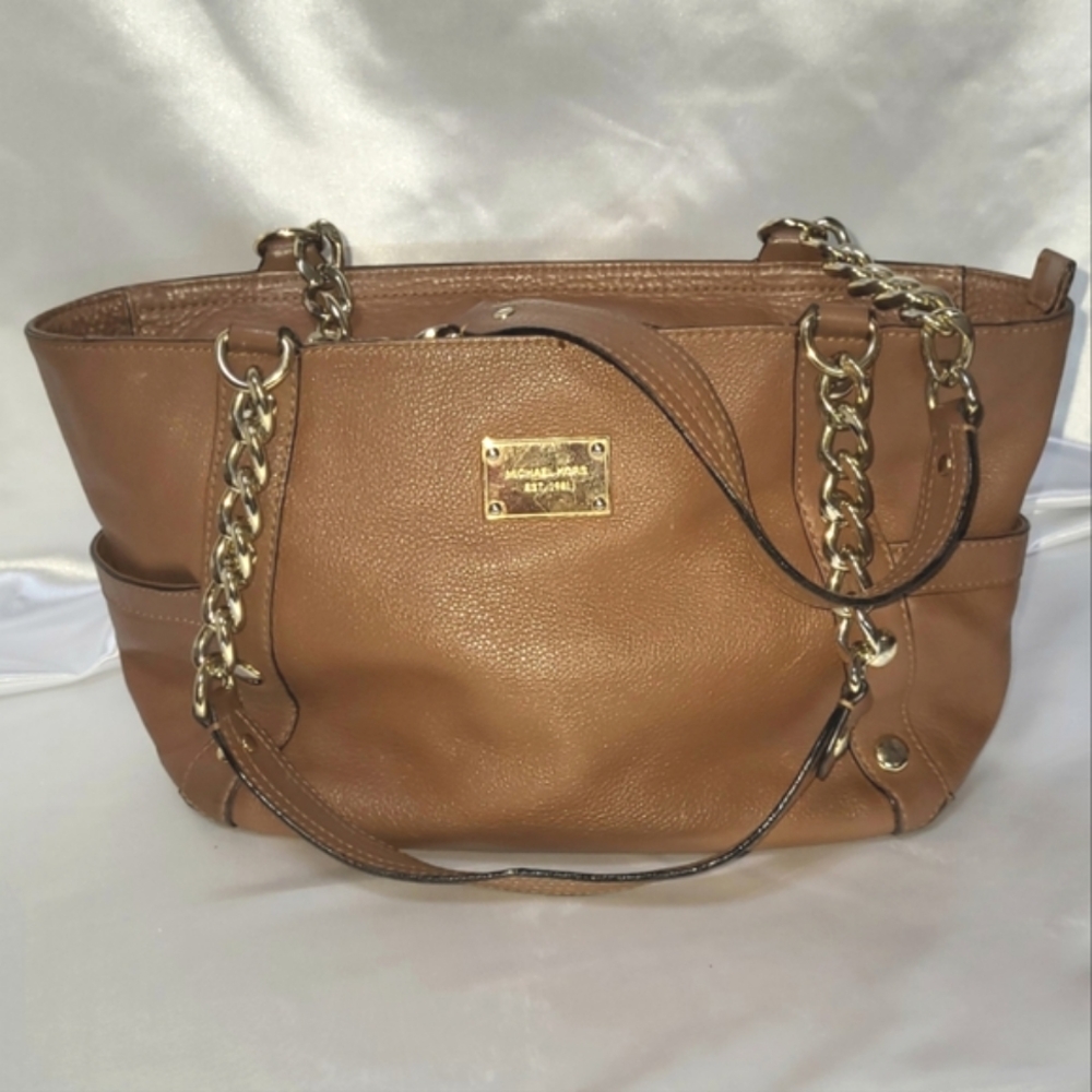 Michael Kors Tan Leather Chain-Handle Tote